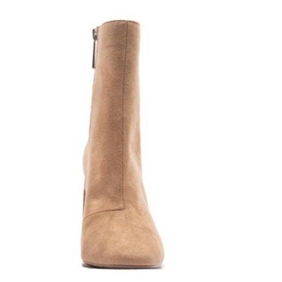 Taupe Vegan Suede Ankle Side Zip Booties - Picture 3 of 7